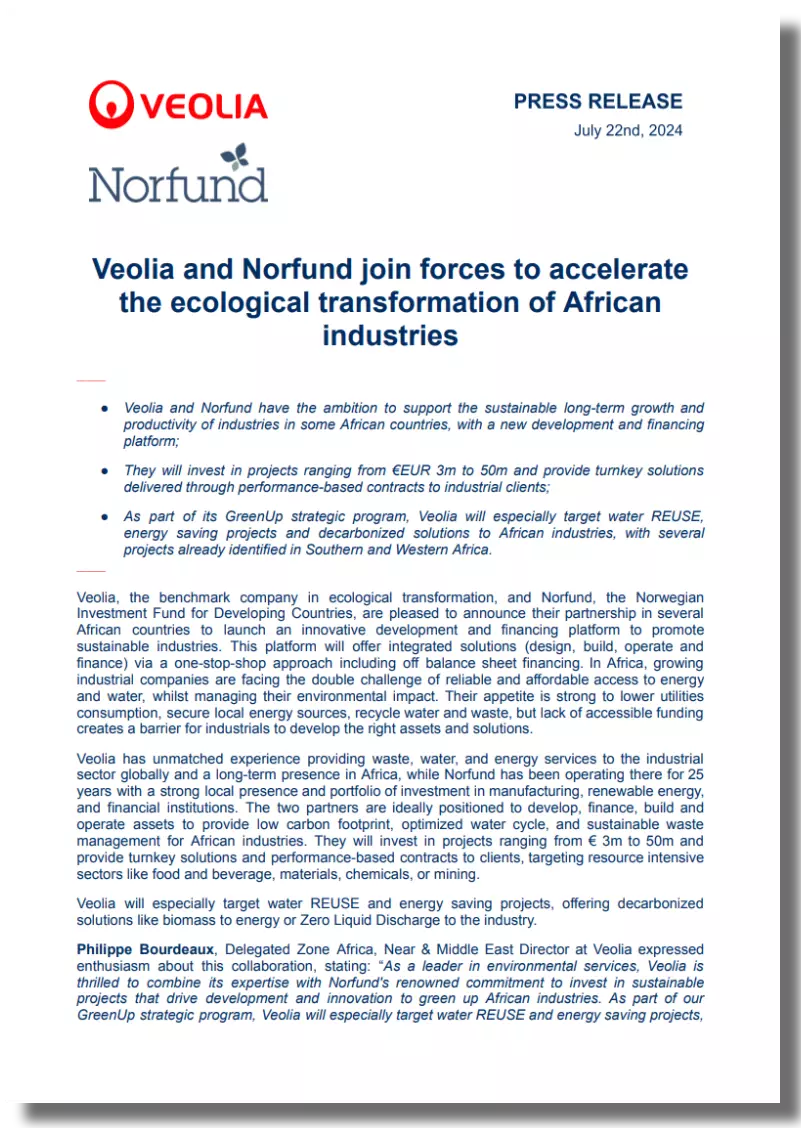 Cover Press Release Norfund